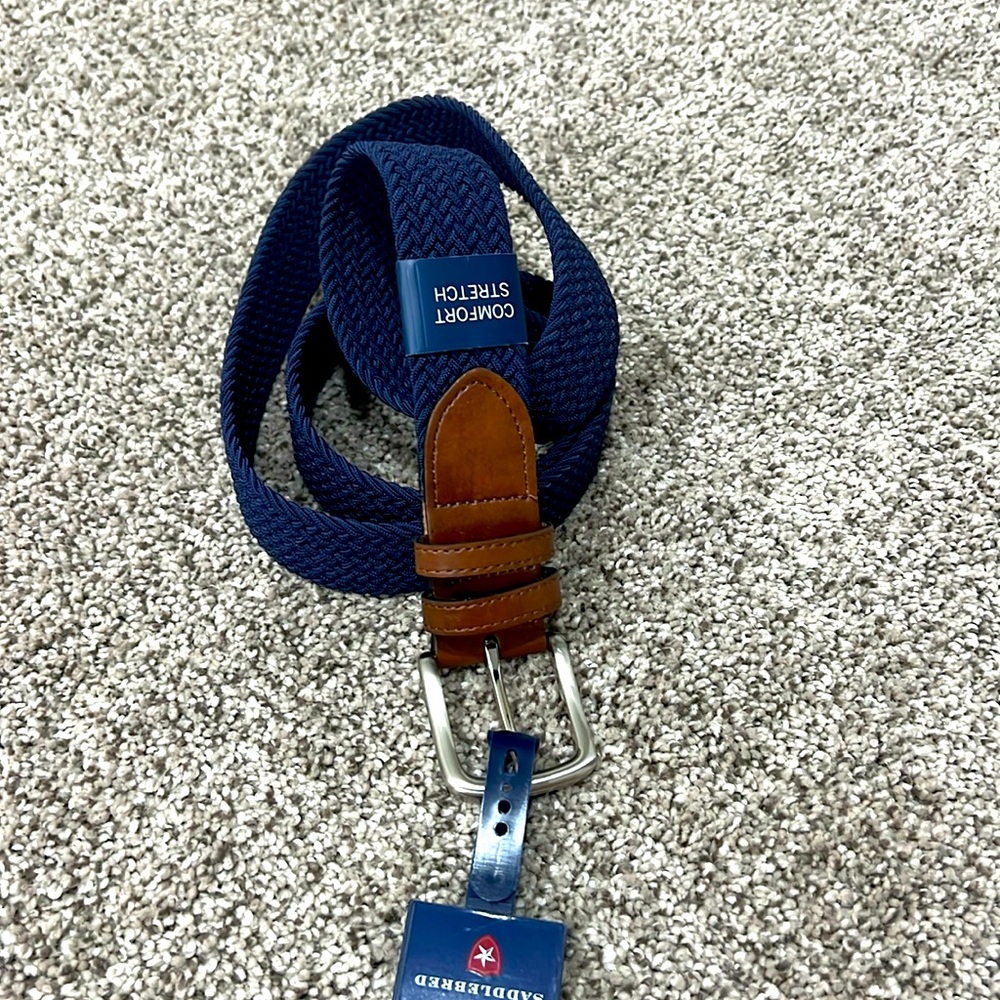 Men’s navy blue stretch canvas belt
